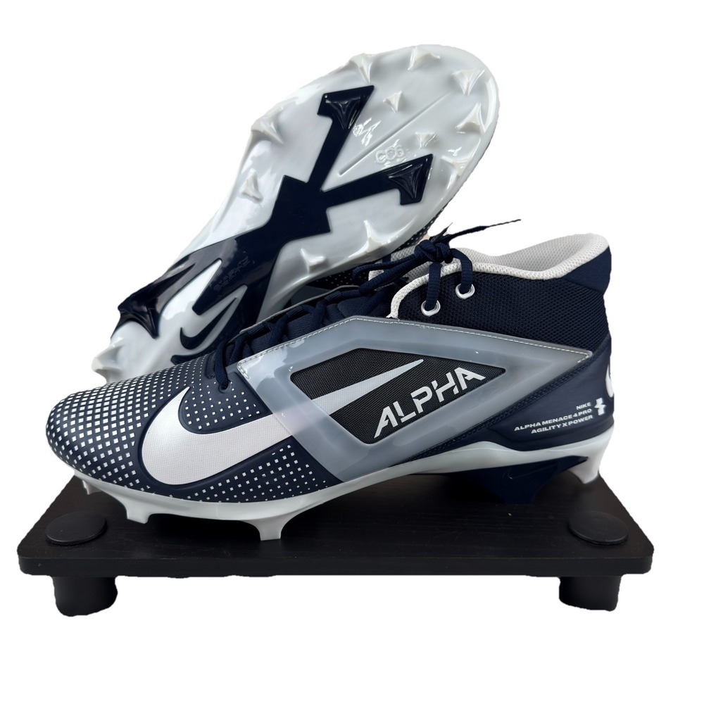 Nike Alpha Menace 4 Pro Navy Blue White Football Cleats FZ7702-400- Men's 16 New